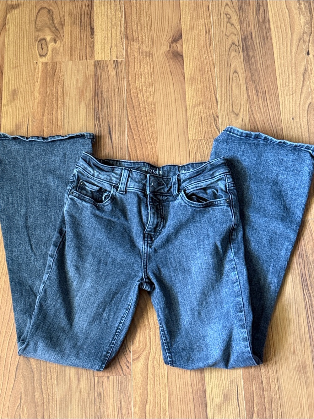 Girls Kids mid-rise flare-leg Denim Jeans in washout black size 12